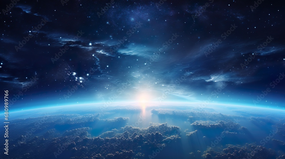 Fototapeta premium blue space background, in the style of large canvas format, nightscape