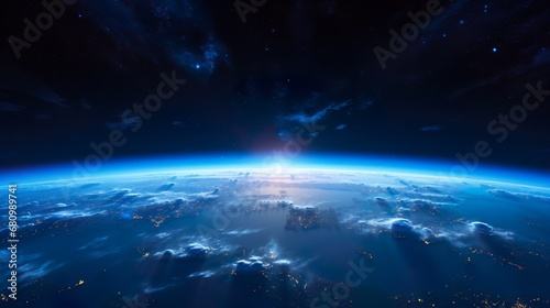 blue space background, in the style of large canvas format, nightscape © Damerfie