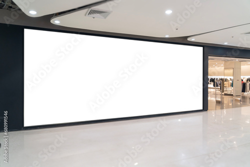 Shop billboard Mockup on Store front in Shopping Mall photo