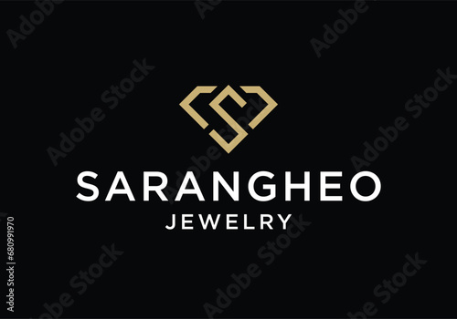 Diamond gems initial letter S logo design template