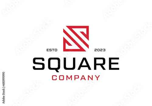 geometric square letter S logo icon design template