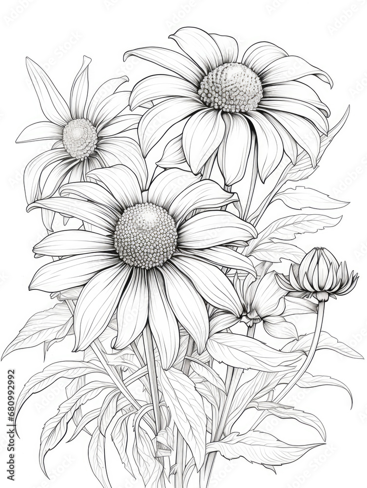 Rudbeckia Flower Coloring book page Rudbeckia Flower Coloring book page