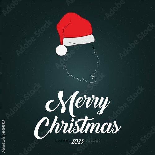 Merry Christmas greetings vector design with Santa Cap and Happy New Year 2024