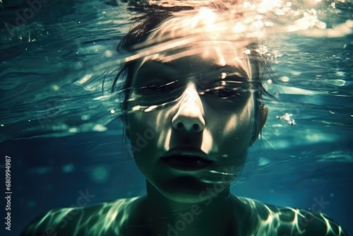 Submerged Serenity: A Woman's Peaceful Encounter with the Depths