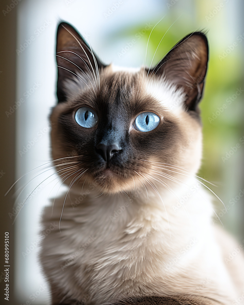 A Graceful Siamese Cat Captured in a Candid Pet Photography