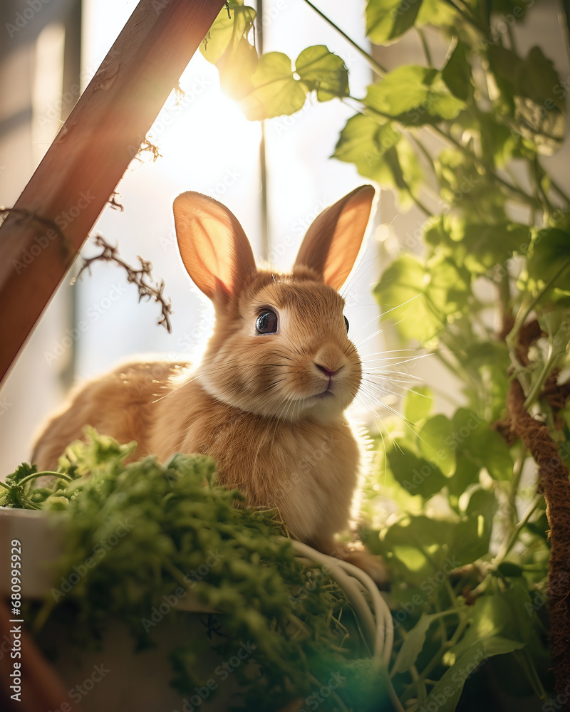 A Contented Rabbit Captured in a Cozy Pet Photography A Contented Rabbit Captured in a Cozy Pet Photography