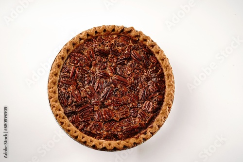 Pecan pie isolated on white background