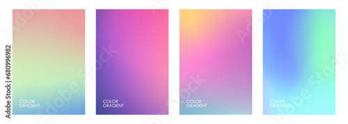 Bright color gradients. Set of abstract blurred backgrounds for brochure covers, posters and flyers. Vector illustration.