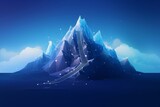 Path to the top of the mountain success concept in digital futuristic style on blue background. illustration of the concept of step-by-step achievement, Generative AI