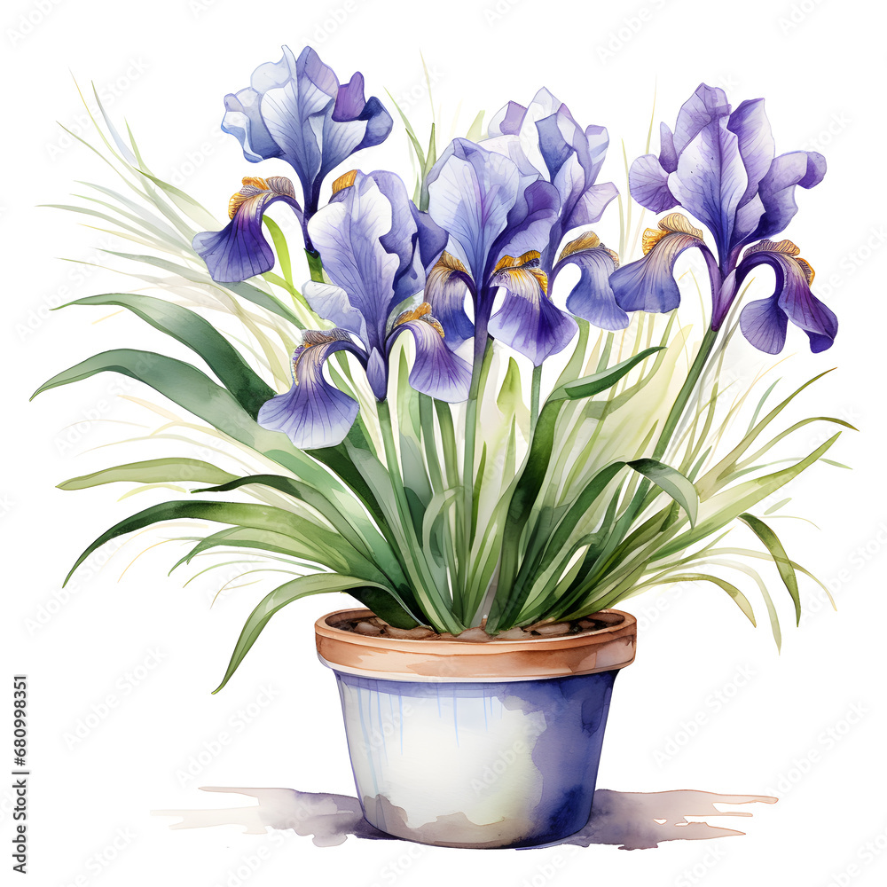 Irises, Flowers, watercolor illustrations Irises, Flowers, watercolor illustrations