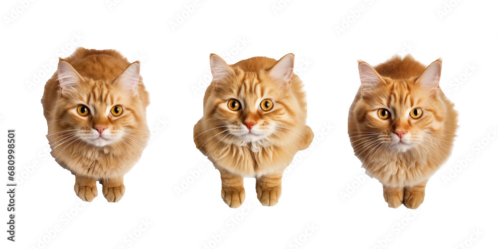 top view cat isolated on white background