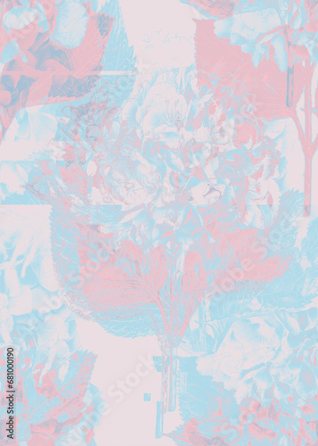 Pastel aesthetic  background in pink and blue colors abstract texture elegant vertical format