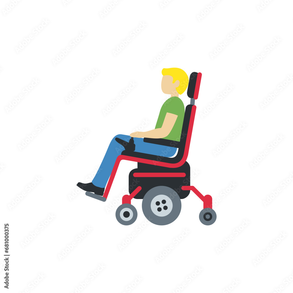 Man in Motorized Wheelchair: Medium-Light Skin Tone