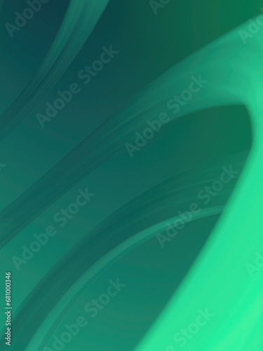 Pattern of curved green shapes with shiny stripes. Bright abstract background. 3d rendering digital illustration