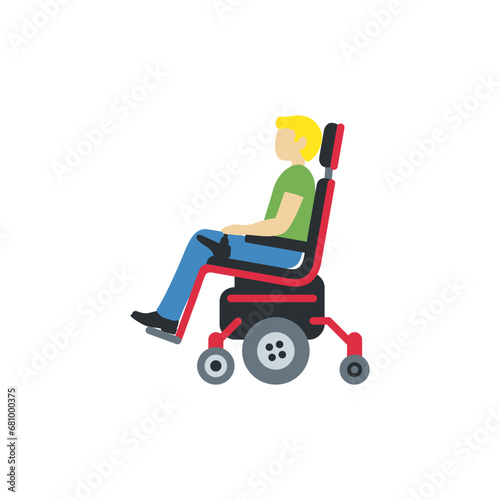 Man in Motorized Wheelchair: Medium-Light Skin Tone