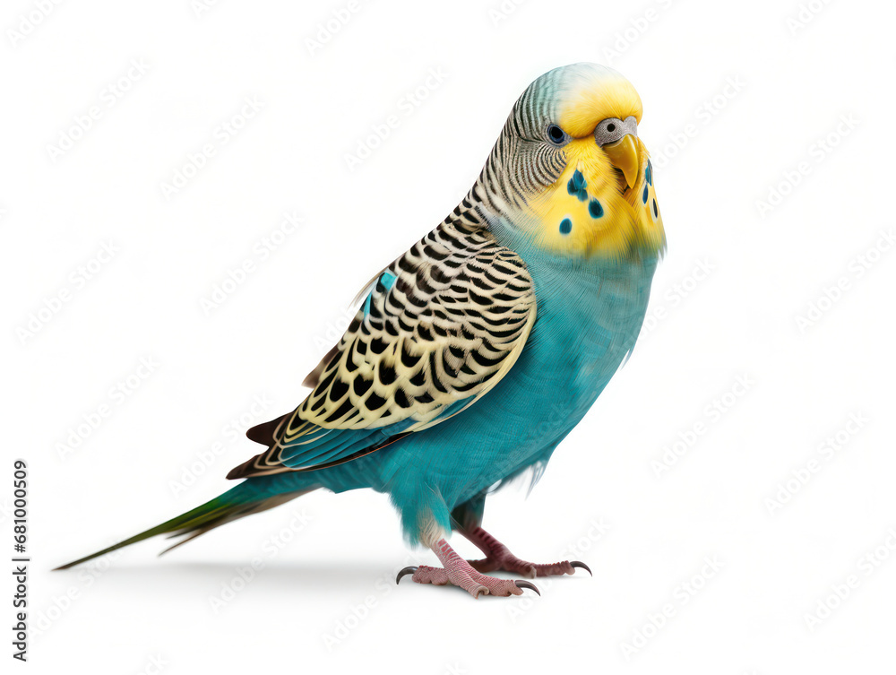 Budgerigar Studio Shot Isolated on Clear White Background, Generative AI Budgerigar Studio Shot Isolated on Clear White Background, Generative AI