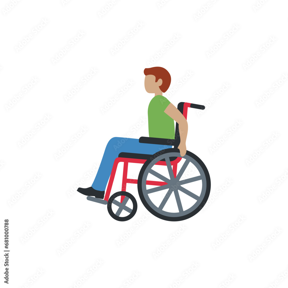 Man in Manual Wheelchair: Medium Skin Tone Man in Manual Wheelchair: Medium Skin Tone