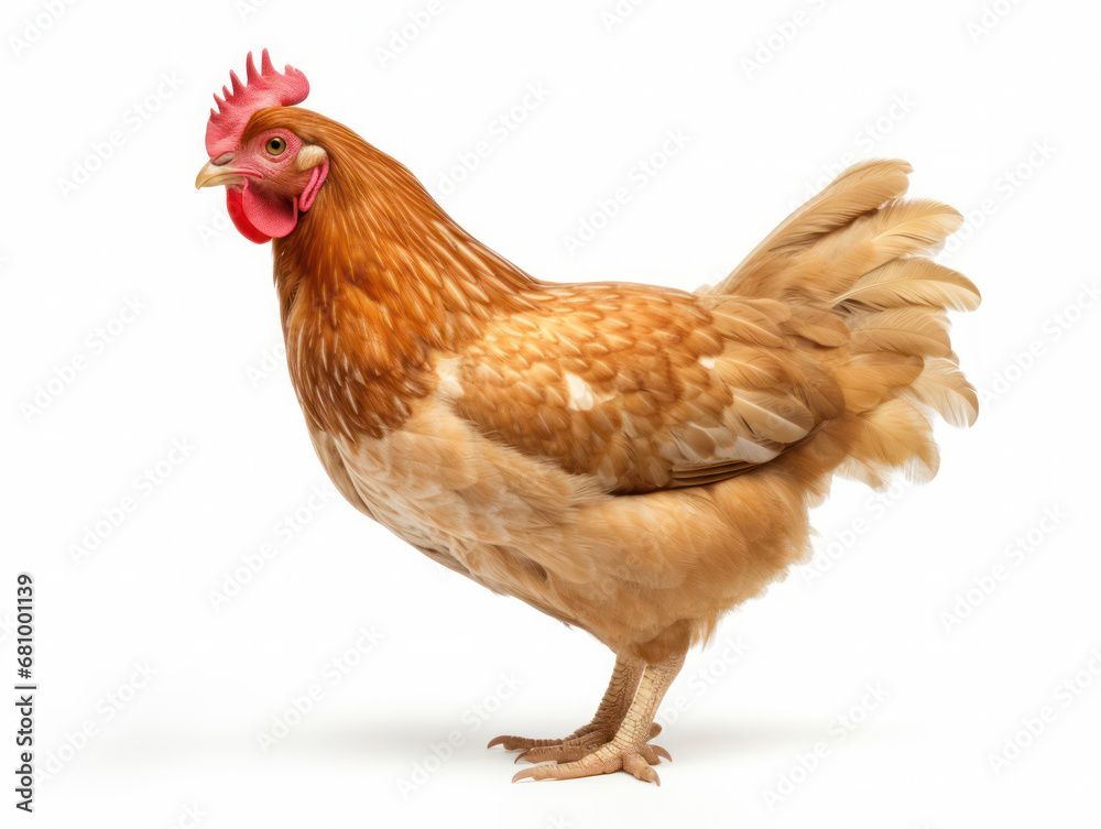 Fototapeta premium Chicken Studio Shot Isolated on Clear White Background, Generative AI