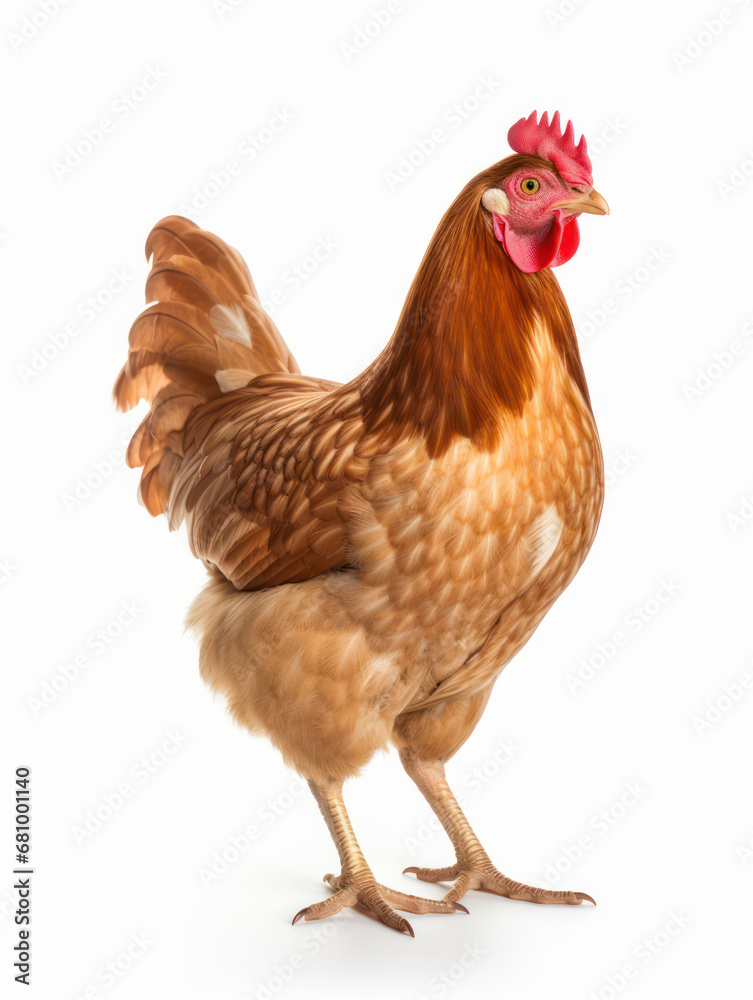 Fototapeta premium Chicken Studio Shot Isolated on Clear White Background, Generative AI