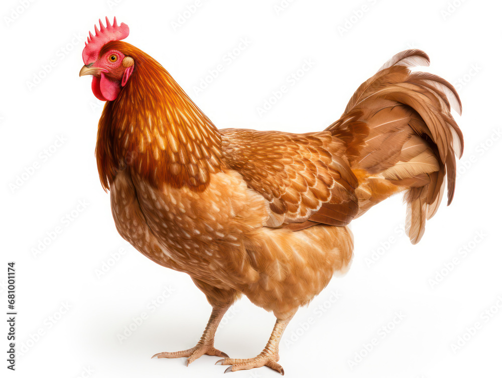 Fototapeta premium Chicken Studio Shot Isolated on Clear White Background, Generative AI
