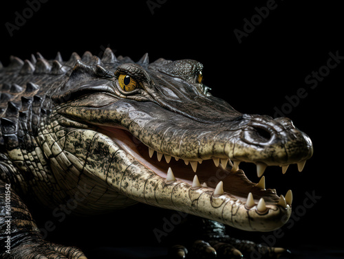 Crocodile Studio Shot Isolated on Clear Black Background  Generative AI