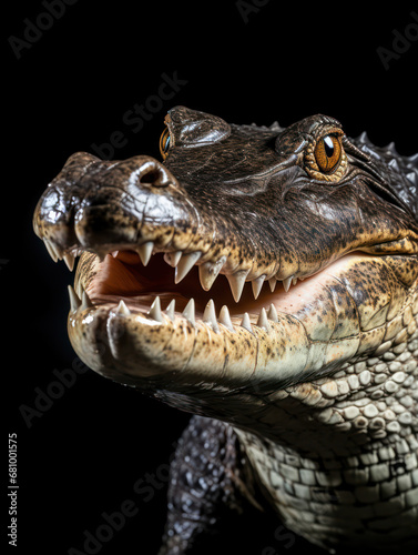 Crocodile Studio Shot Isolated on Clear Black Background  Generative AI