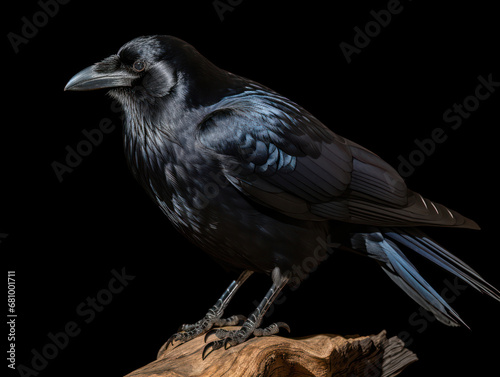 Crow Studio Shot Isolated on Clear Black Background, Generative AI