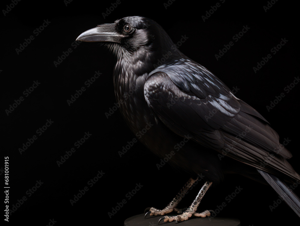 Obraz premium Crow Studio Shot Isolated on Clear Black Background, Generative AI