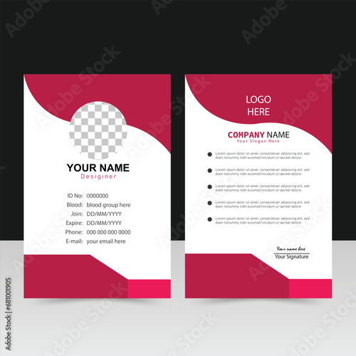 Creative id card design for your company employee, id Card Layout with Pink Accents.