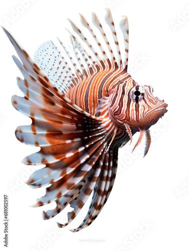 Lionfish Studio Shot Isolated on Clear White Background  Generative AI