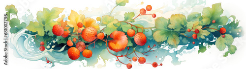 In the watercolor ballet of cloudberry, hues pirouette, celebrating the berry's arctic allure. Each stroke narrates the story of polar sweetness. photo