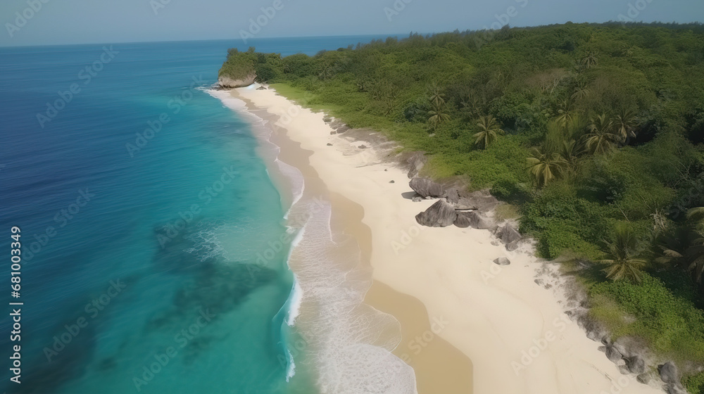 Lush tropical Caribbean Coast of Limon in Costa Rica - aerial views of Cocles, Punta Uva - Generative AI