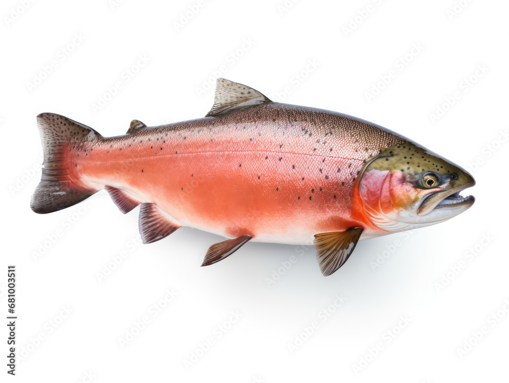 Salmon Studio Shot Isolated on Clear White Background, Generative AI Salmon Studio Shot Isolated on Clear White Background, Generative AI
