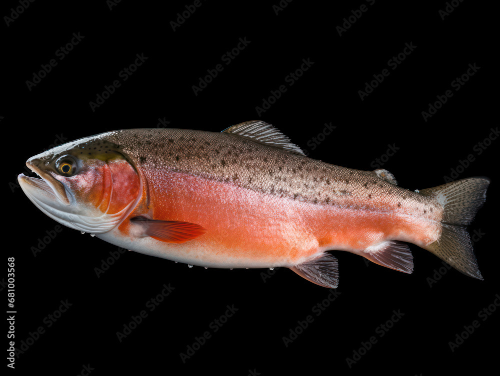 Salmon Studio Shot Isolated on Clear Black Background, Generative AI Salmon Studio Shot Isolated on Clear Black Background, Generative AI