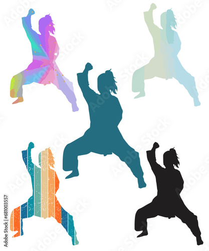 Various Karate Martial Art Silhouettes