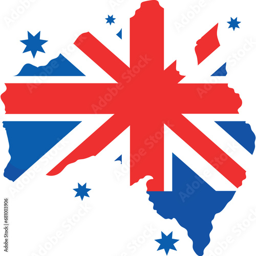 australia day map with flag