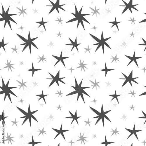 Seamless pattern with stars. Simple black and white pattern. Festive pattern with stars. Night sky background. Baby texture. Children's prints for textiles, clothing, wrapping paper