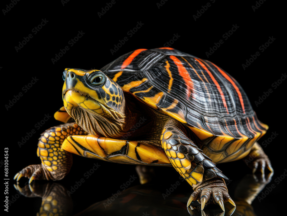 Obraz premium Turtle Studio Shot Isolated on Clear Black Background, Generative AI