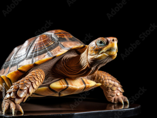 Turtle Studio Shot Isolated on Clear Black Background, Generative AI © Vig