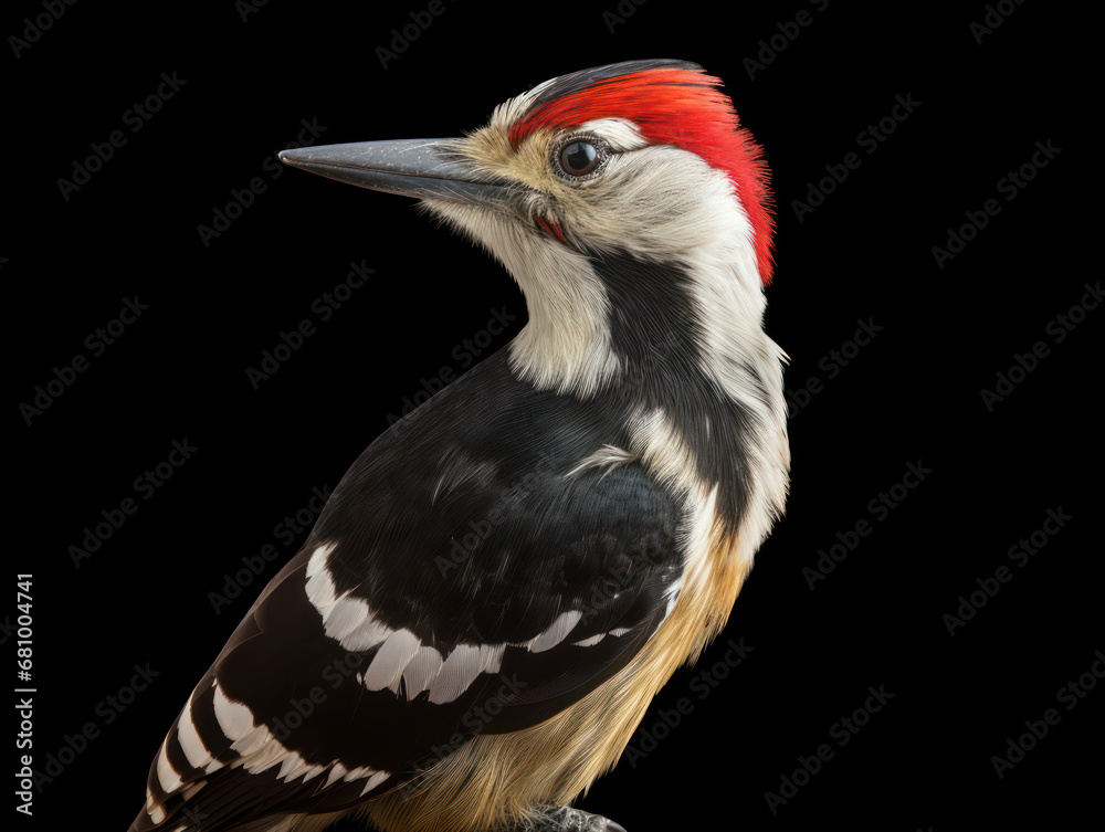 Obraz premium Woodpecker Studio Shot Isolated on Clear Black Background, Generative AI