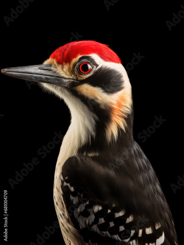 Woodpecker Studio Shot Isolated on Clear Black Background, Generative AI