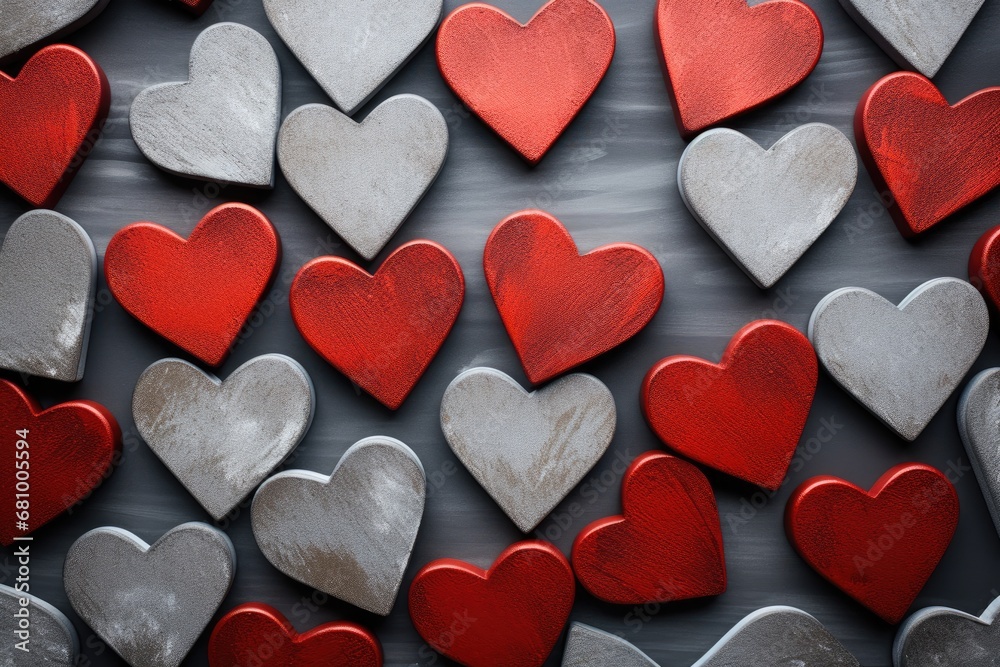 Obraz premium Hearts Galore: A Collection of Red and White Hearts in Various Shapes and Sizes