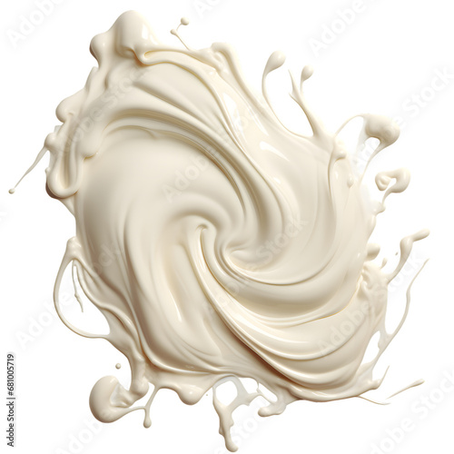 White cream or paint swirl whirlpool isolated on transparent background