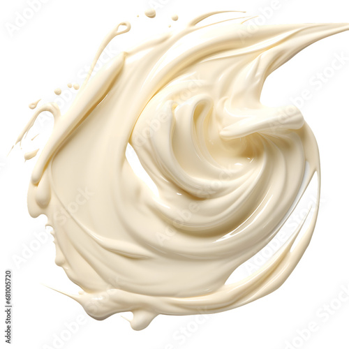 White cream or paint swirl whirlpool isolated on transparent background