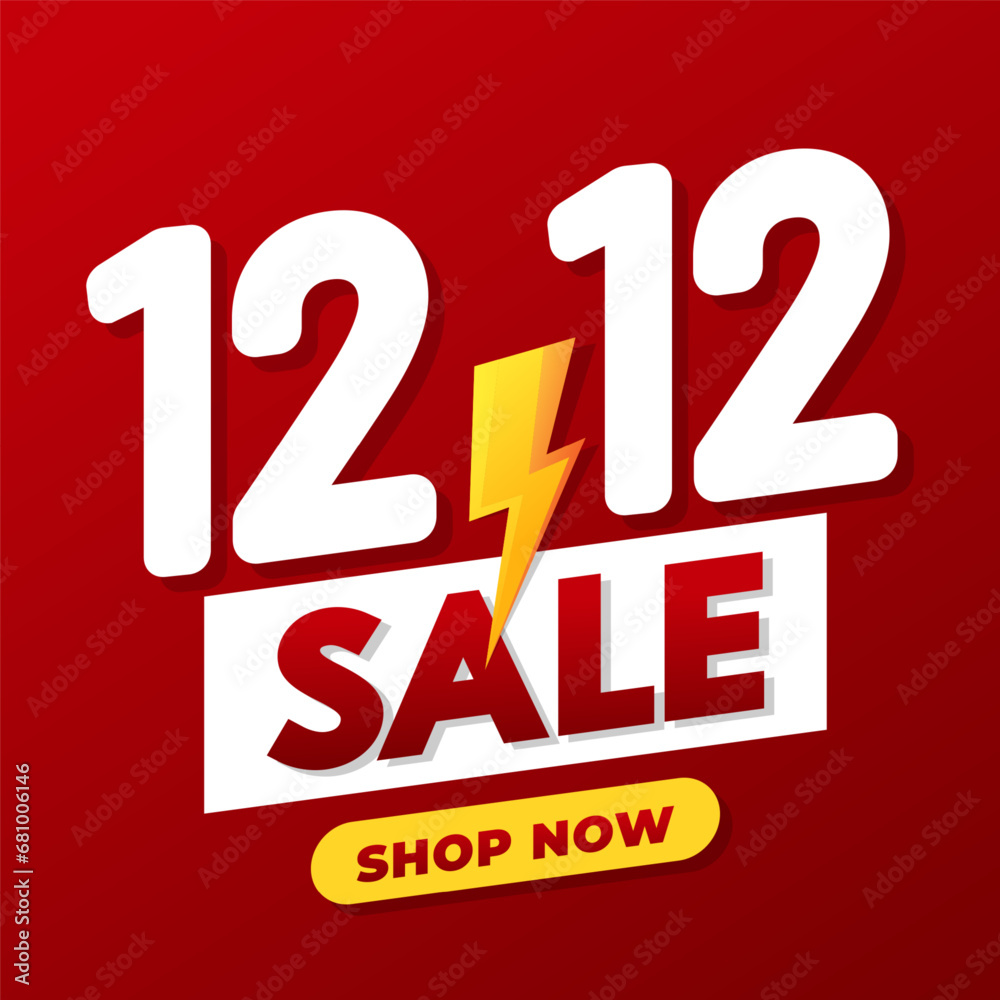 Sale Banner Promotion Template. Special day 12.12 Shopping day sale poster. 12.12 last month of the year online sale.