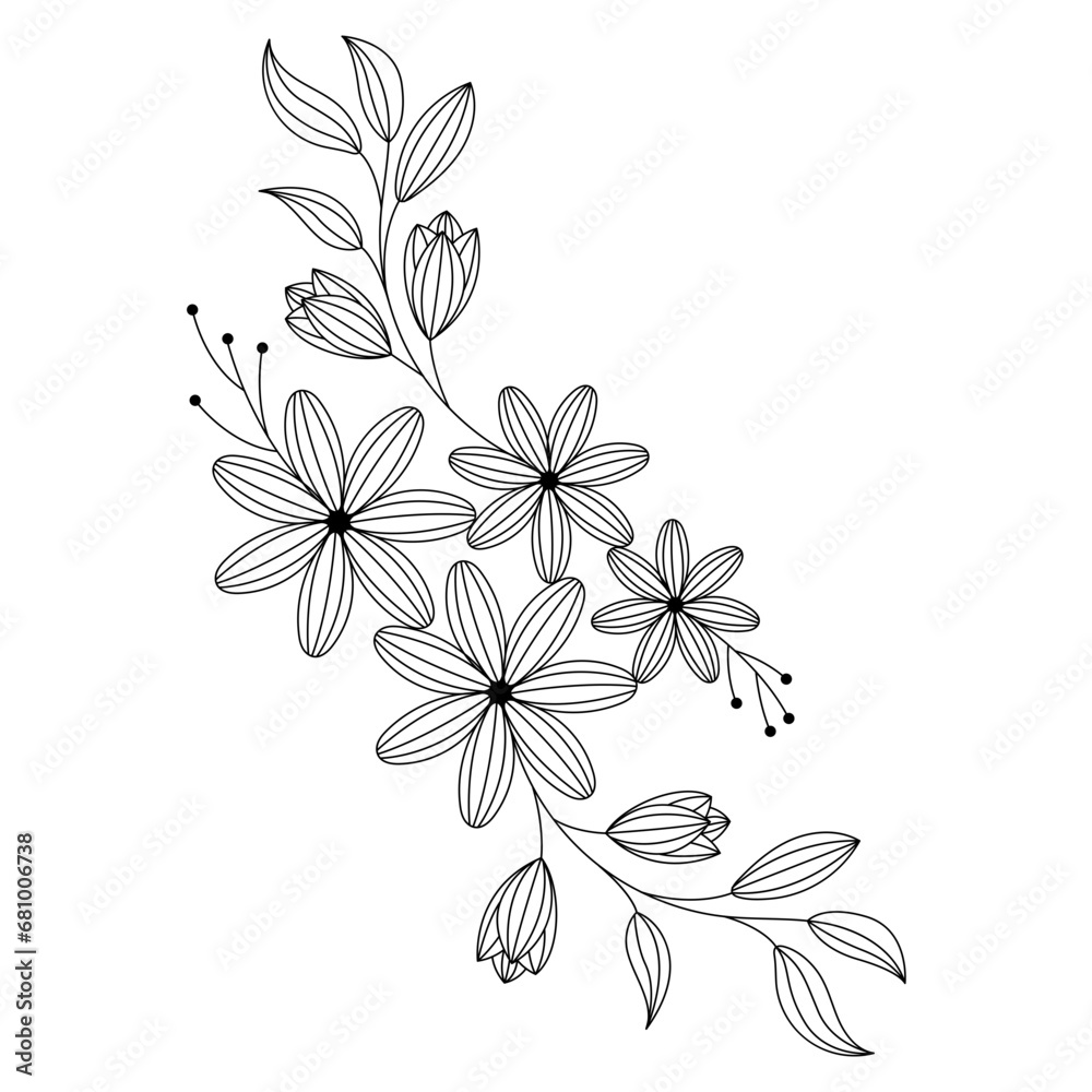 Hand Drawn Line Floral