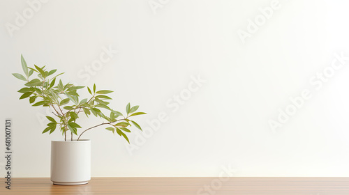 Minimalistic vase with florals, copy space