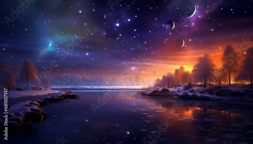 A Celestial Symphony: A Mesmerizing Painting of the Enchanting Night Sky