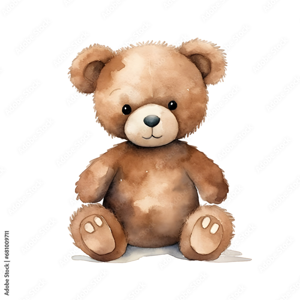 Fototapeta premium Watercolor Teddy bear isolated on isolated on transparent background