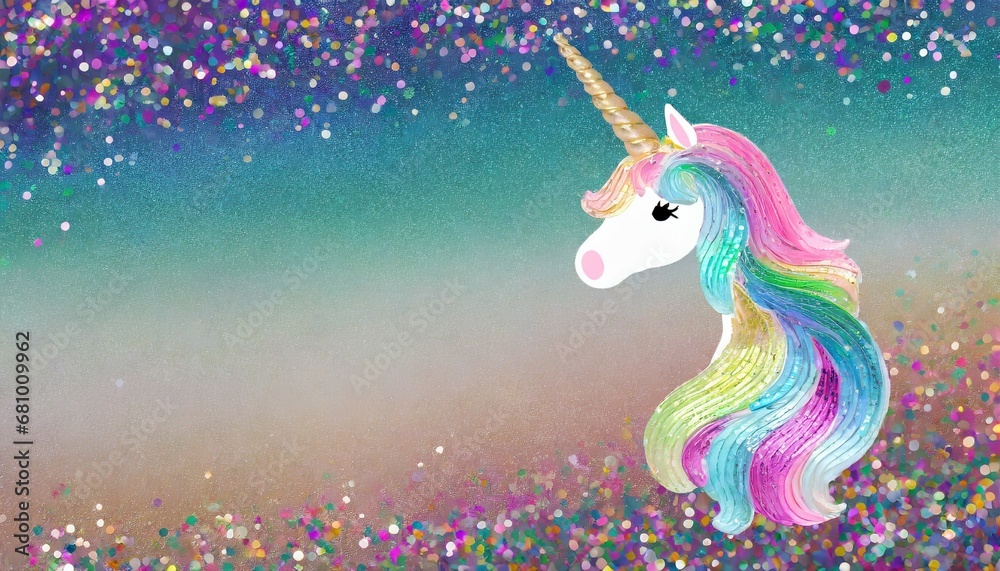 rainbow glitter sparkle birthday mermaid unicorn pony background celebrate party sequin invite - obrazy, fototapety, plakaty 